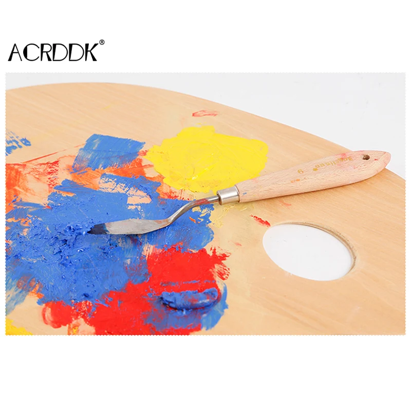 Palette Knife Painting Stainless Steel Spatula Palette Knife Oil Paint Metal Knives Wood Handle FL 4