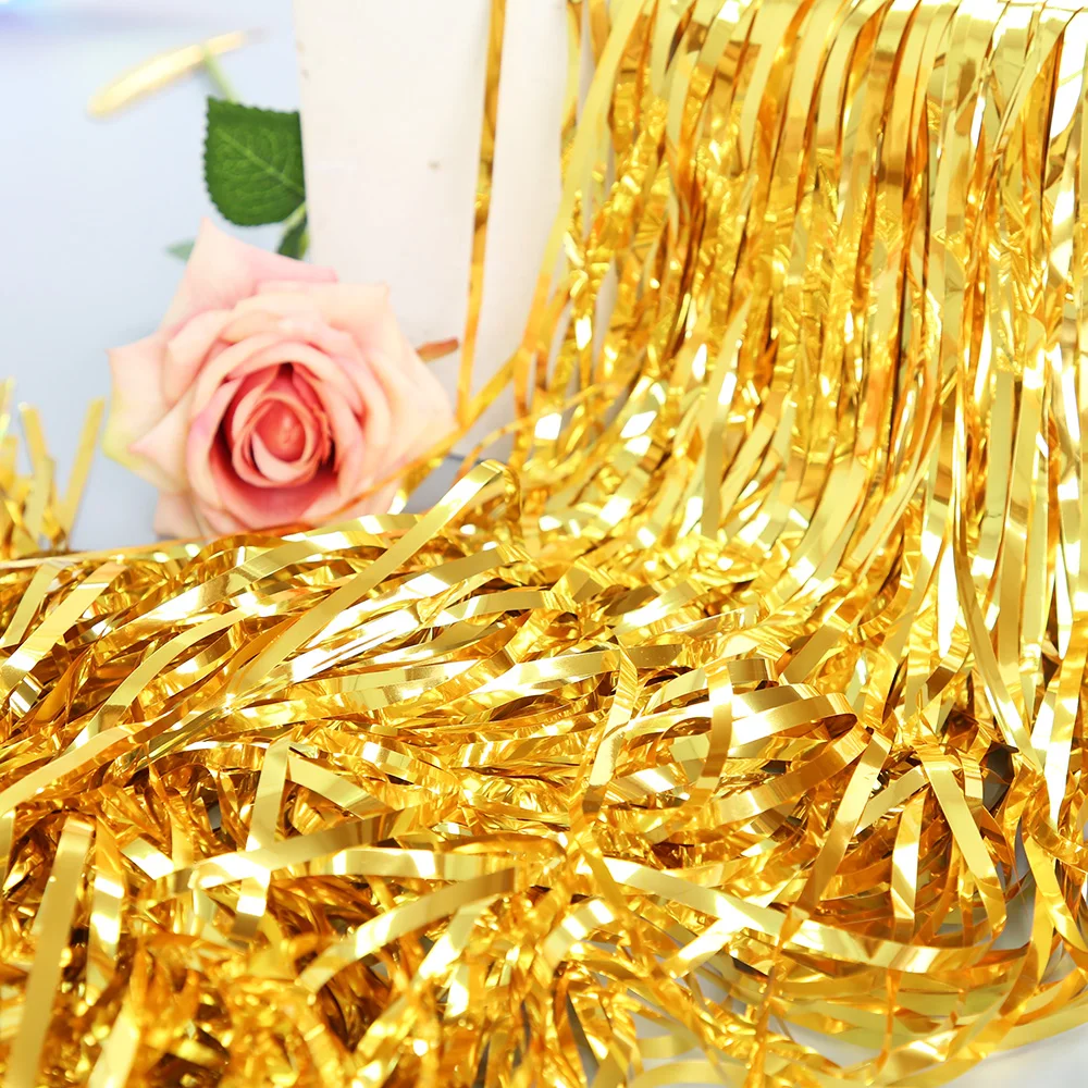 Gorgeous Backdrop Curtains Tinsel Fringe Foil Curtain Unicorn Baby Shower Wedding Birthday Party Backdrop Decoration Photo Props-gold