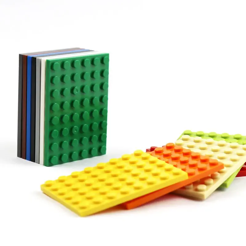 

Wholesale DIY Kids Toys Plate 6x8 12 Colors Building Blocks Brick Pieces Compatible With Legoes 3036 Plant Animal Base 50pcs