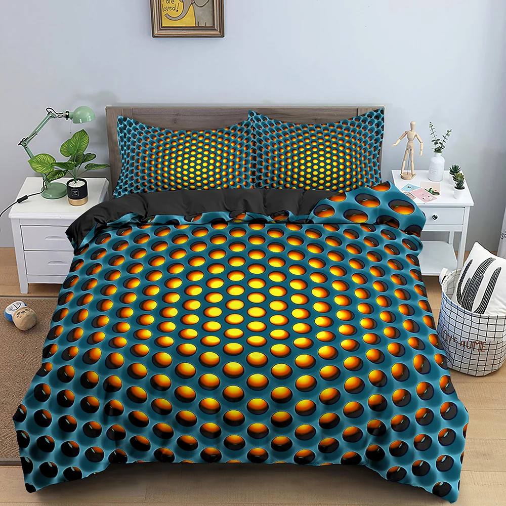 New Fashion 3D Duvet Cover with Pillow Case 3D Bedding Sets 3D Dense Hole Pattern 2/3Pcs Duvet Cover Set