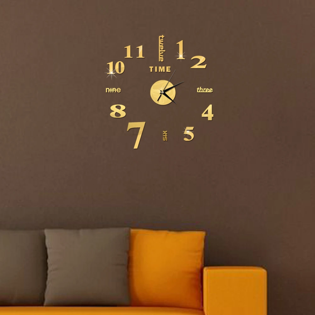 60x60 см DIY настенные часы стоматологические настенные часы игла зеркало стоматолога офисный Декор подарок для дантиста декоративные часы для дома на стену - Цвет: Золотой