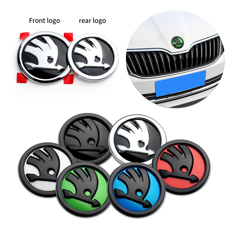 80/90mm Car Emblem ABS Front Hood Bonnet Rear Trunk Decor Sticker For Skoda Yeti Fabia Octavia 3 2 Kodiaq Karoq Rapid Yeti A5 A7