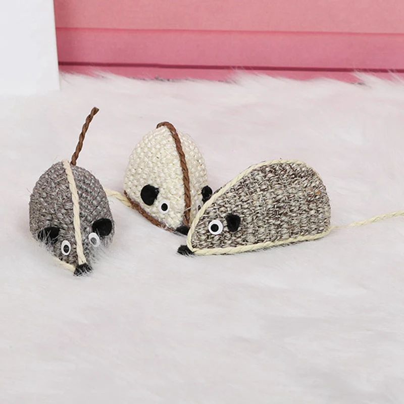 Ложные игрушки для кошек с мышкой, забавные тканые мини-игрушки из сизаля, забавные игрушки для кошек, котенок, Интерактивная игрушка для кошек, прорезыватель