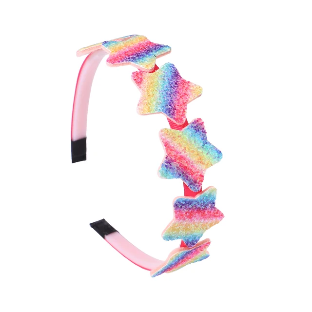 2022 Fashion Girls Glitter Hair Bands Cute Colors Hair Hoop Hairbands Lovely Bow Stars Headbands For Kids Gifts Hair Accessories 3