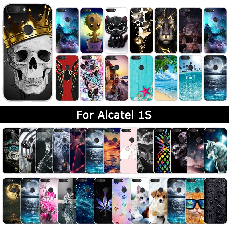 Чехол для Alcatel 1 S 1 S с милым рисунком кота из мультфильма, Мягкая силиконовая задняя крышка для Alcatels, защитный чехол для телефона, чехол s Coque