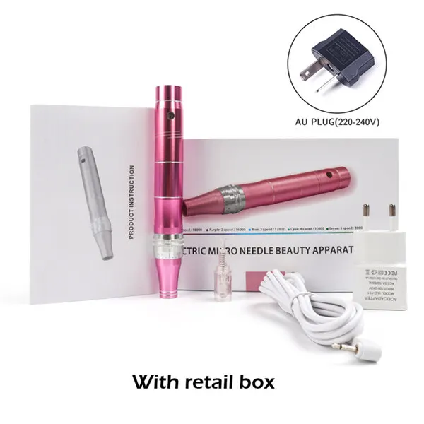 AU withbox Микро крошечные иглы для стимуляции подтяжки кожи, удаления шрамов, уменьшения морщин кожи, устройство для Удаления растяжек, ручка для кожи - Цвет: AU withbox