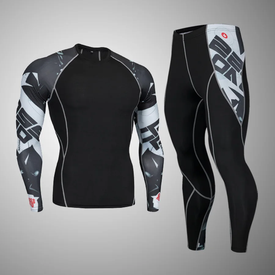 Winter Thermal Underwear For Men Compression Sports Leggings Elastic Comprehensive Training Suit Gym Fitness Running Sets
