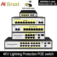 SZSSCEE Gigabit 10 port Poe Switch support Ieee802.3af/at Ip cameras and Wireless AP 10/100/1000Mbps standard network switch