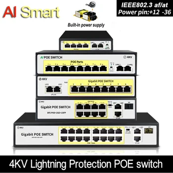 SZSSCEE Gigabit 10 port Poe Switch support Ieee802.3af/at Ip cameras and Wireless AP 10/100/1000Mbps standard network switch