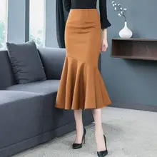 Plus Size 3Xl Sexy Fishtail Slim High Waist Skirts Vintage Trumpet Mermaid Long Skirts
