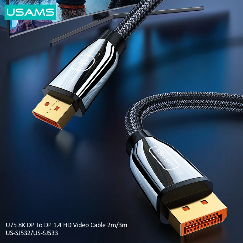 USAMS U75 8K 60Hz HDMI Cable For PS5 PS4 PC Monitor Projector 4K UHD TV  HDTV Xbox Ultra HD 32.4Gbps High Speed HDMI Braided Cord|HDMI Cables