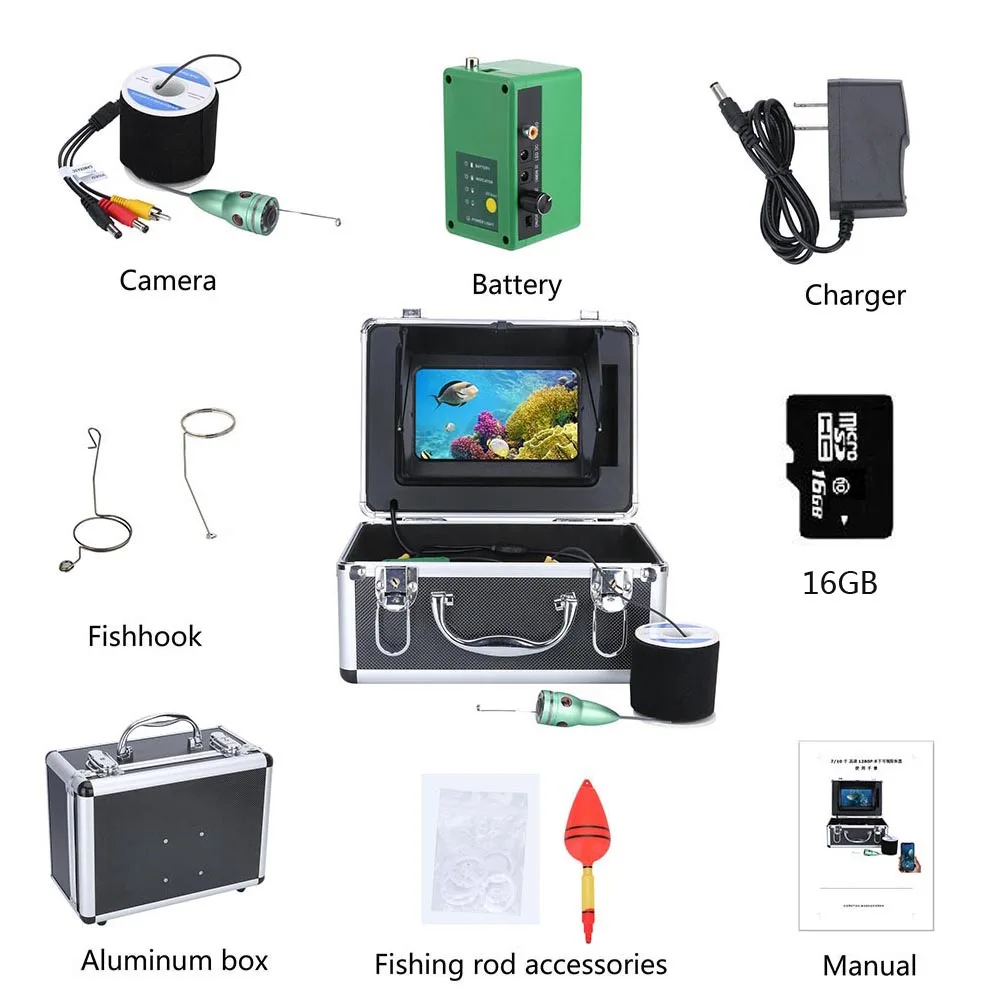 15 м 20 м 6 Вт ИК камера рыболокатор подводная рыбалка 1080P камера комплект 7 дюймов wifi беспроводной 16 Гб Видео Запись DVR