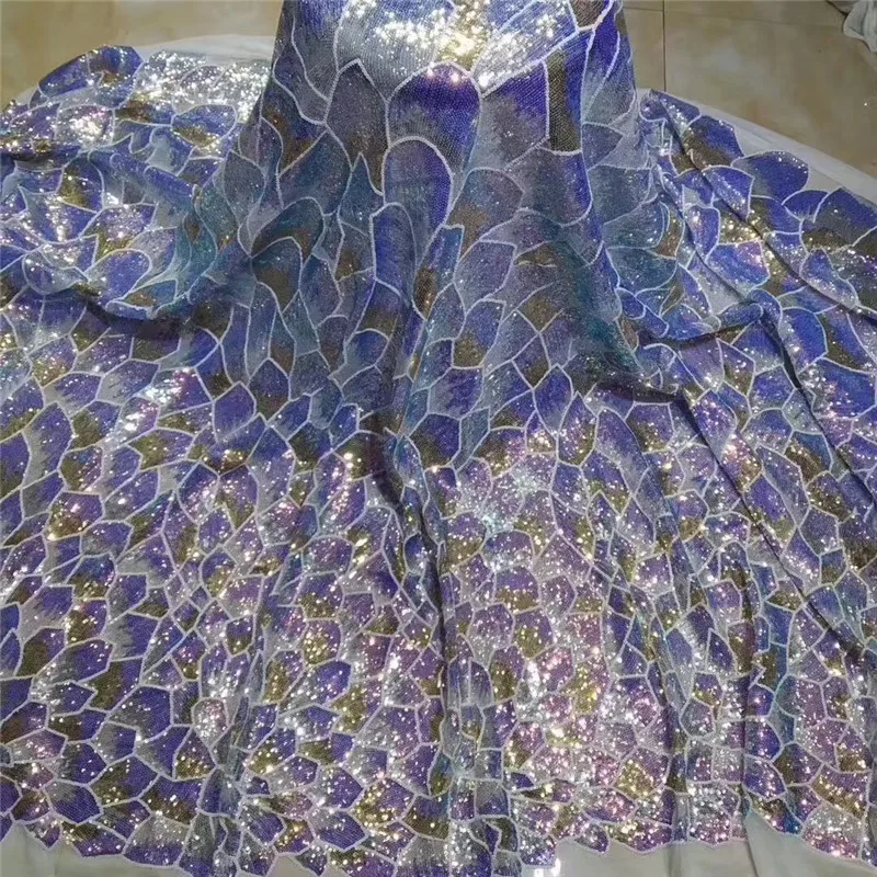 African Lace Fabric For Wedding Dress High Quality French With sequins Fashion Nigerian silver | Дом и сад