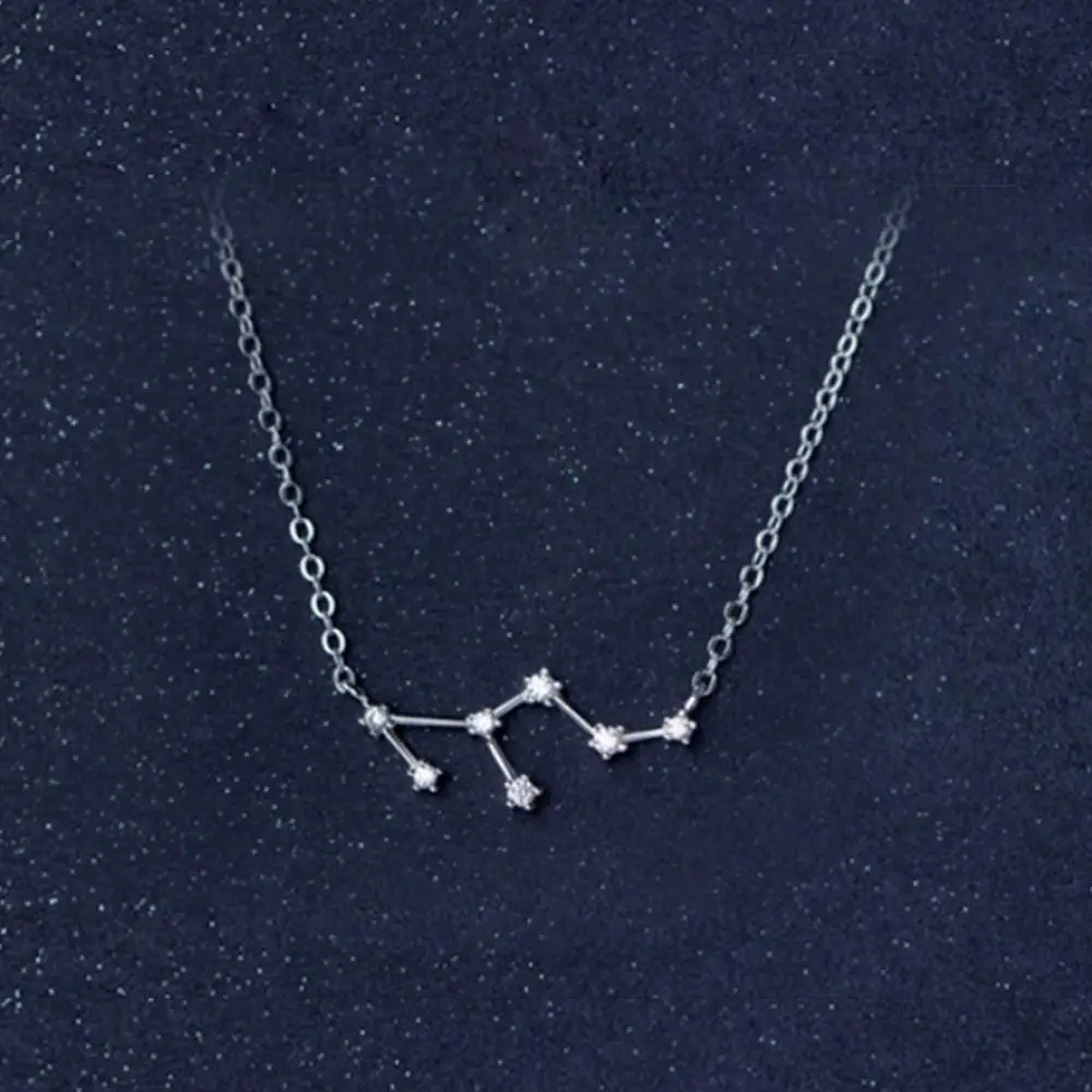 925 пробы серебряное Созвездие ожерелье женское Стразы ожерелье короткая цепочка на ключицы ожерелье подарок для женщин Девушка 40 см 1 шт - Окраска металла: Cancer