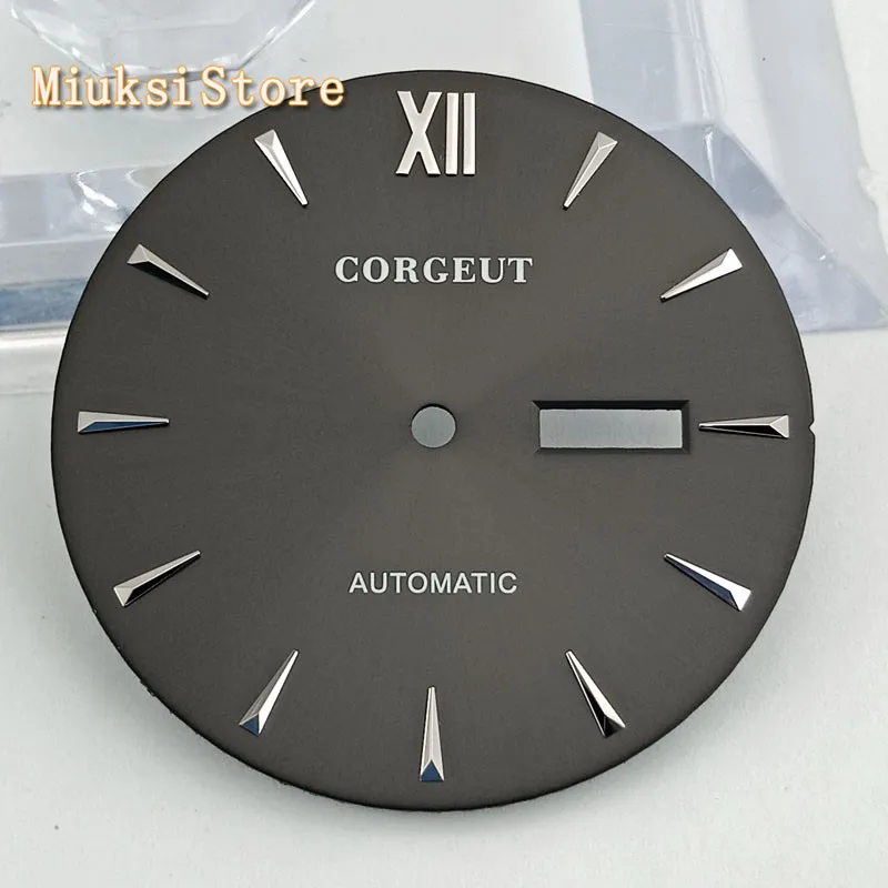 Corgeut 34,5 мм серебристо-черные часы с циферблатом Miyota 8205 автоматический механизм мужские часы