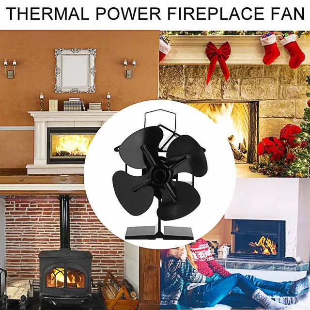 Black Fireplace Fan With 4 Blades Heat-powered Stove Fan No Battery or  Electricity Required Log