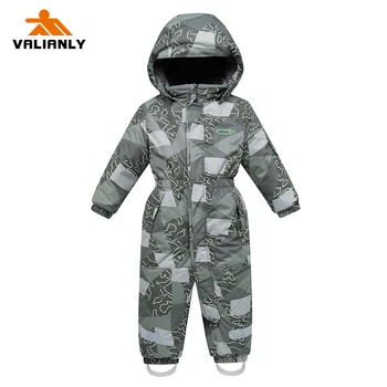 

2020 VALIANLY kids Snowsuit Winter Kids Boys Ski Suit Hooded One-piece Ski Sets Children Outdoor Waterproof Windproof Snowboard