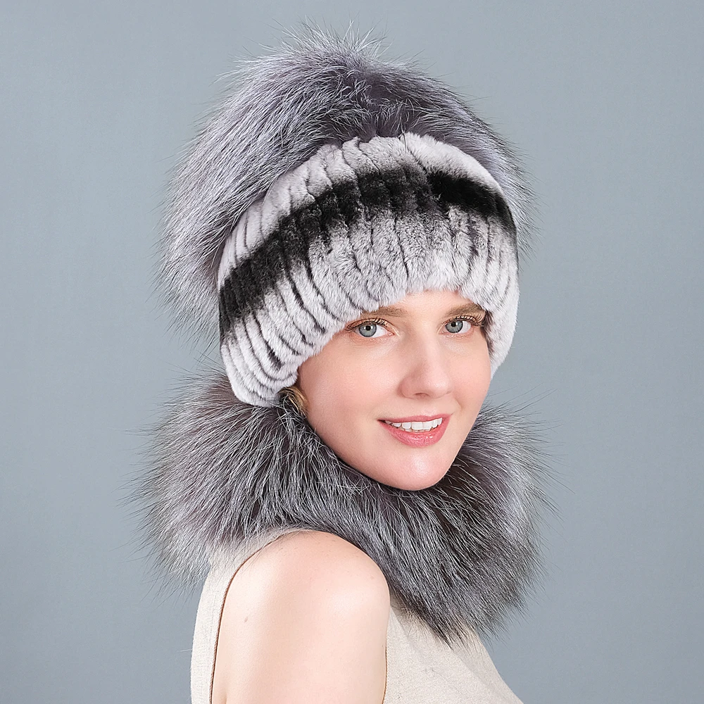 

Fur hat female winter rex rabbit fur warm ear protection hat two-piece suit Korean fashion fox fur ball cap