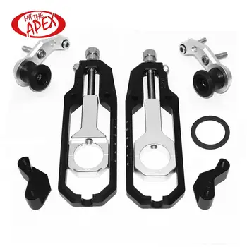 

For Suzuki GSXR1000 GSXR-1000 2007 2008 CNC Billet Rear Wheel Chain Adjusters Tensioner Catena Axle Blocks with Paddock Bobbins
