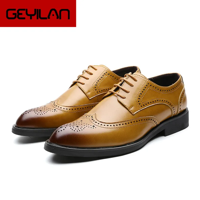 

New Fashion Spring Autumn Men Shoes Formal Business Casual Dress Shoes Quality Leather Loafers Wedding Brogue Shoes