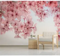 Пользовательские обои настенные современные красивые вишневые цветы розовые цветочные настенные украшения живопись-водонепроницаемый