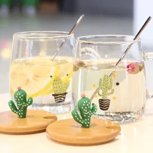 Кактус стекло небольшой свежий с крышкой, чтобы отправить ложку домой пена чай чашки творческая личность офис чашки N130