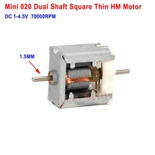 Постоянный ток 1 V-4,5 V 3В 3,7 V 58000 об/мин мини тонкий 020 площадь Голый микро двигатель постоянного тока 1,5 мм двойной вал оси DIY хобби Игрушечная модель Тесты эксперимент