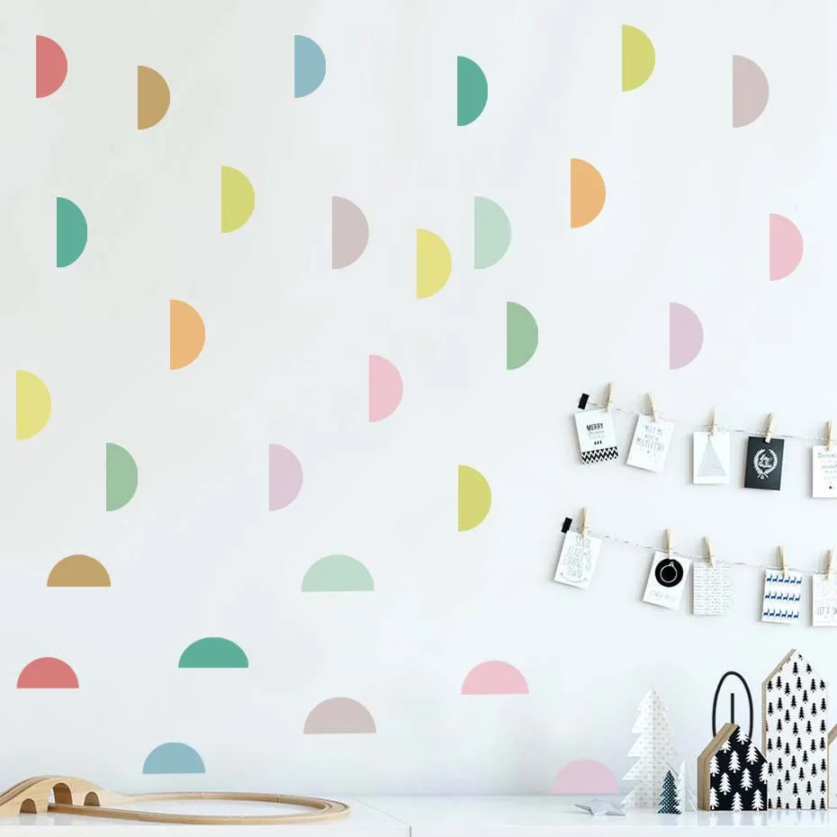 Colored Clouds On Wall Stickers Art DIY Nordic Lovely Pattern Decals Decoration For Home Kids Girls Nursery Room Removable Mural (2)