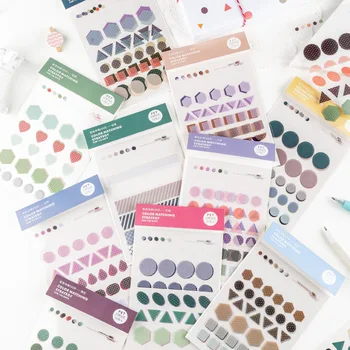 

10 Pcs/set Kawaii Stickers 10 Colors PET Cutting Sticker Basic Geometric Journal Decorative Stickers Stationerystickers