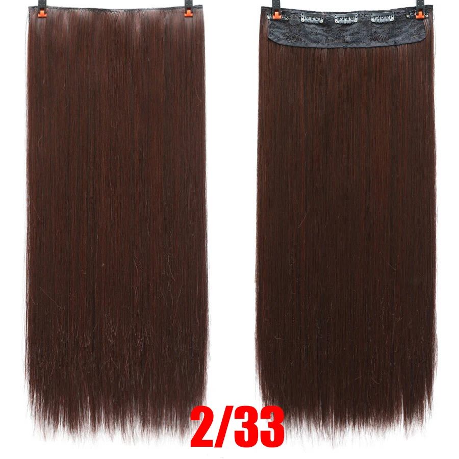 MEIFAN, 60 см, длинные прямые/кудрявые волосы для женщин, 5 клипов, для наращивания волос, термостойкие синтетические шиньоны, коричневый, черный - Цвет: 2-33