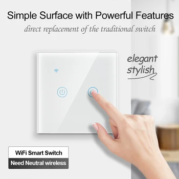 

EU Standard Tuya/Smart Life/ewelink 1/2/3 Gang WiFi Wall Light Touch Switch for Google Home Amazon Alexa Voice Control