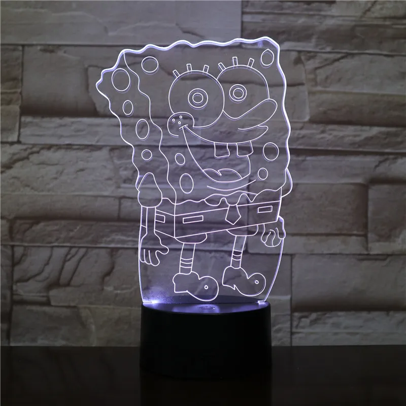 Губка Боб 3D сенсорный выключатель 7 цветов Пульт дистанционного управления 16 цветов Светодиодные ночные лампы для детей светодиодные настольные лампы Lampara Lampe ночник