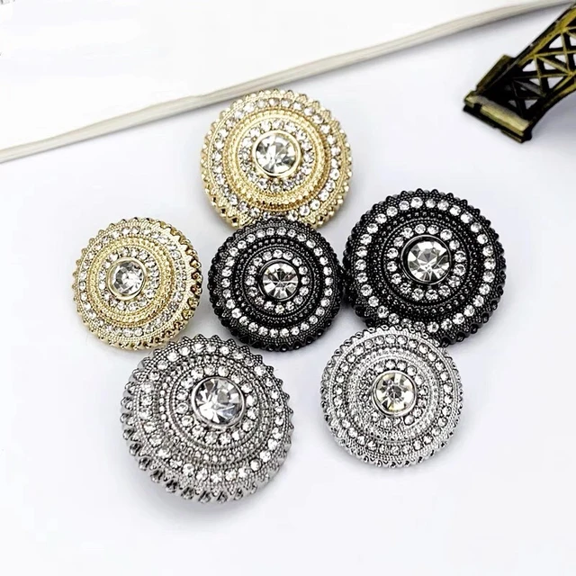 NEW 10Pcs 22MM All Black metal Rhinestone Buttons Shank Diamante  Accessories DIY for Wedding Decoration Sewing Clothing Buttons