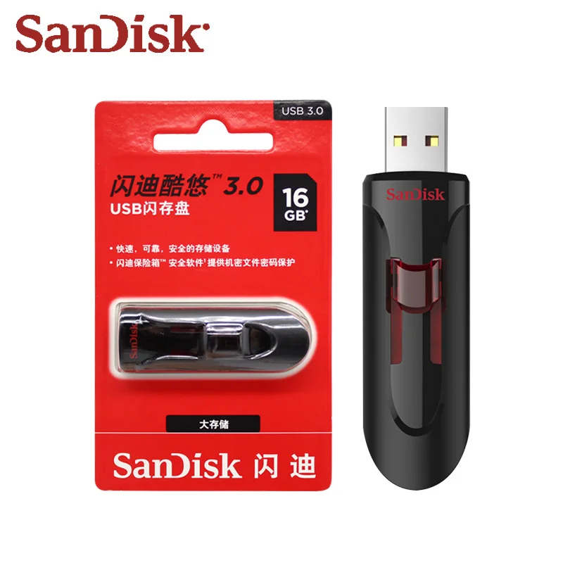SanDisk CZ600 USB флеш-накопитель высокоскоростной 128 Гб 64 Гб USB 3,0 Флешка память 32 Гб 16 Гб Cruzer Glide Mini USB флешка