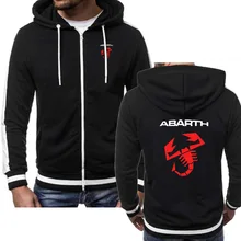 Для мужчин толстовки автомобиль ABARTH логотип печати модные повседневные Хип Хоп Харадзюку цвет с капюшоном флисовые толстовки куртка на молнии мужская одежда