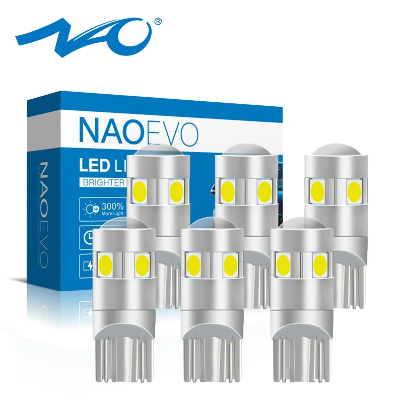 Светодиодная лампа NAO 6x W5W t10 светодиодные автомобильные лампы супер яркие 1 6 Вт 3030