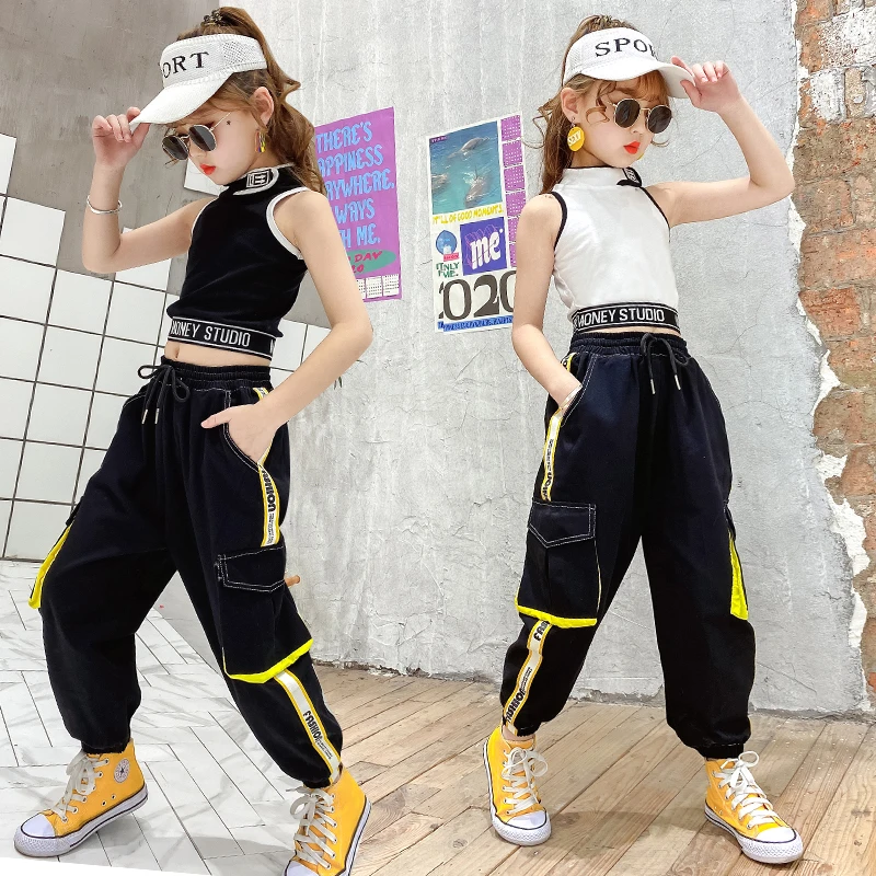 Ropa de baile de Hip-Hop para niñas, trajes, chaleco, Tops, pantalones de chándal Cargo, ropa calle moderna para de 9, 10, 11, 12 y 13 años - AliExpress Madre y niños