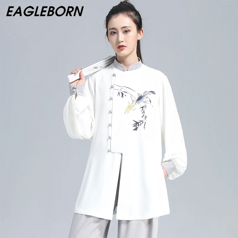 

New Spring Autumn Tai Chi Clothing Long-sleeved Suit for Men Women Elegant High-quality Hand-painted Traditional Clothing Stes