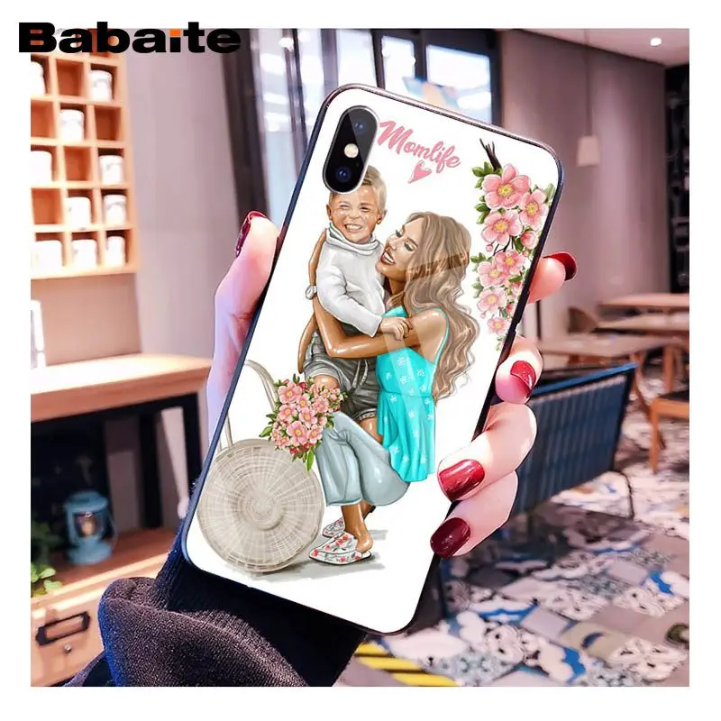 Babaite черный коричневый волос для мамы, дочки, сына, папы, закаленное стекло, чехол для телефона iphone 11 Pro XS MAX XR 8X7 6S 6 Plus - Цвет: A11