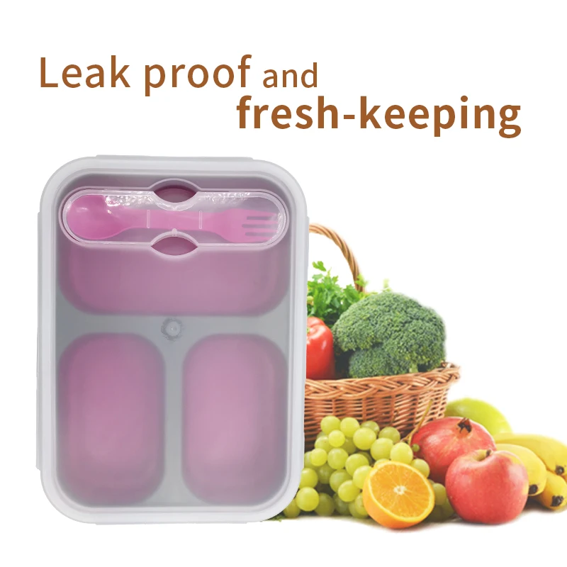 

Silicone Bento Lunch Box Folding Container Portable Collapsible Container Silicone Bento Box For Kids Outdoors Travel Office