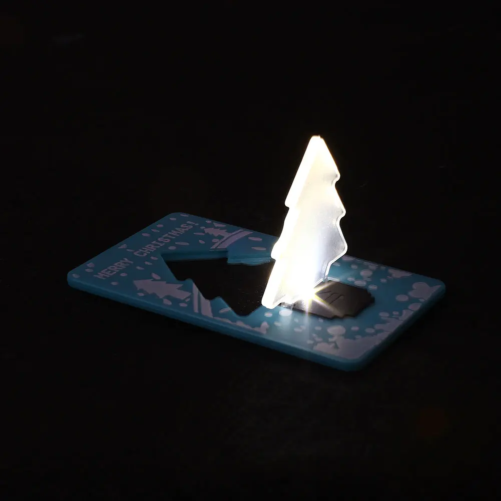 

Christmas Card Light Present Folding Xmas Decor Four Colors ABS & PS Gifts Kids Children LED Greeting Cards Holiday Ornament