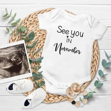 Baby Pregnancy Announcement See You In November Newborn Baby Bodysuits Cotton Short Sleeve Rompers Boys Girls Onesies