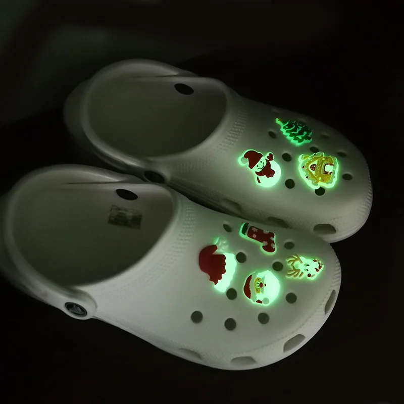 Random 50-200pcs Glowing Shoe Charms PVC Fluorescent Clog Decorations Kids Gifts