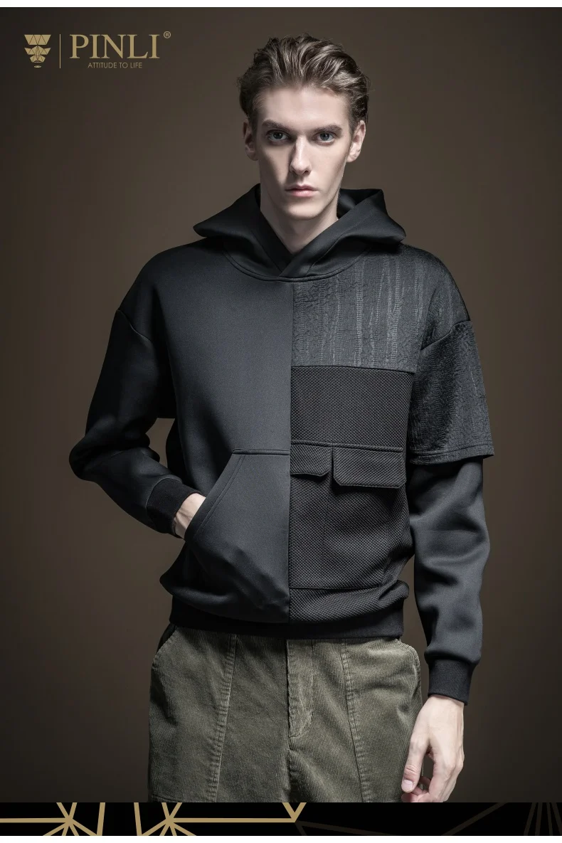 Дворцовый Moleton Masculino, Pinli, продукт, новая зимняя коллекция года, Мужская одежда, жаккардовые комплекты с капюшоном B194209362