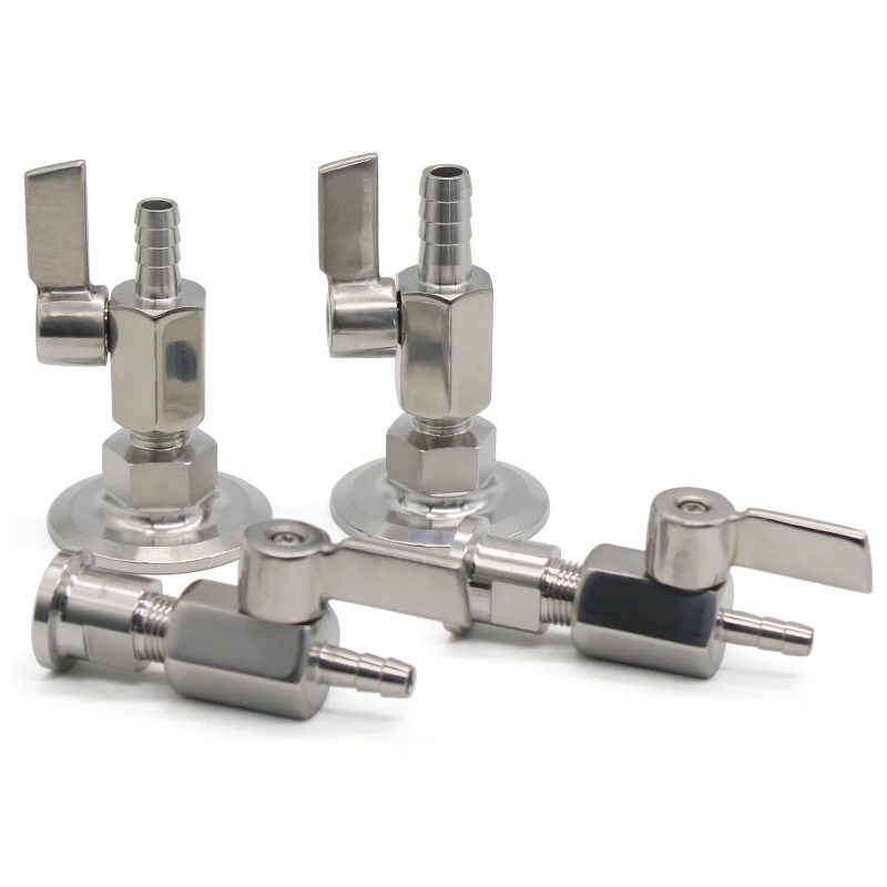 

SS304 MINI Ball Valve Stainless Steel Handle 7mm 10mm 8mm 12mm Pipe Pagoda Adapter To Tri Clamp 1“ 1.5"