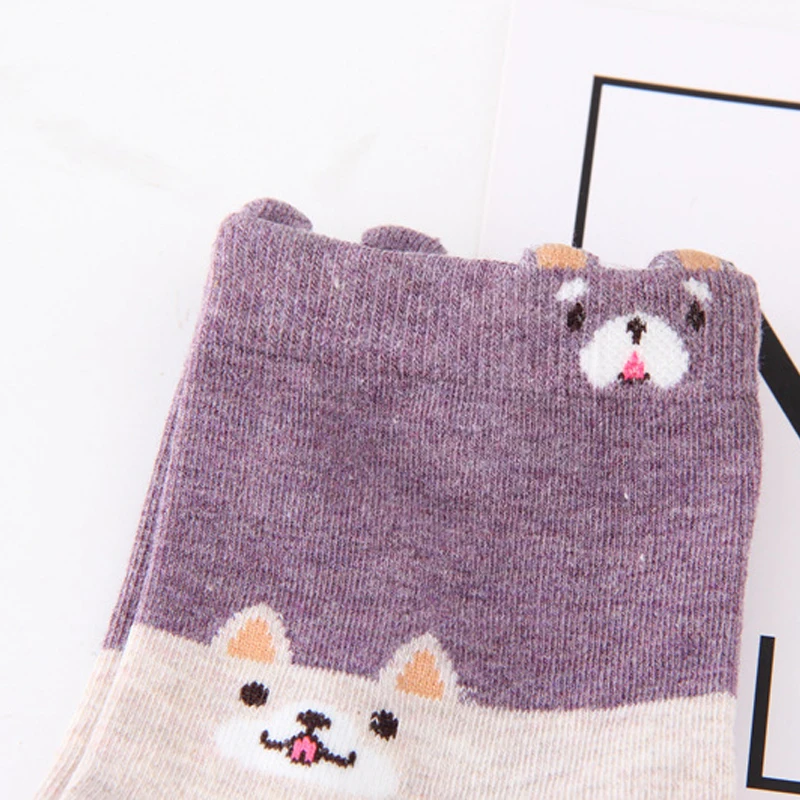 Для женщин Забавные милые Мультяшные носки Socken Harajuku хлопковые кавайные Носки жаккардовые Животные женский сезон: весна–лето носки 3 пары/партия# F
