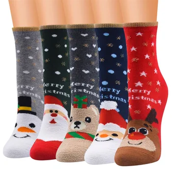 

Christmas Socks Elk Gift Cotton Socks skarpetki cartoon Autumn Winter Christmas Woman Socks Cartoon New Year Santa Claus Socks