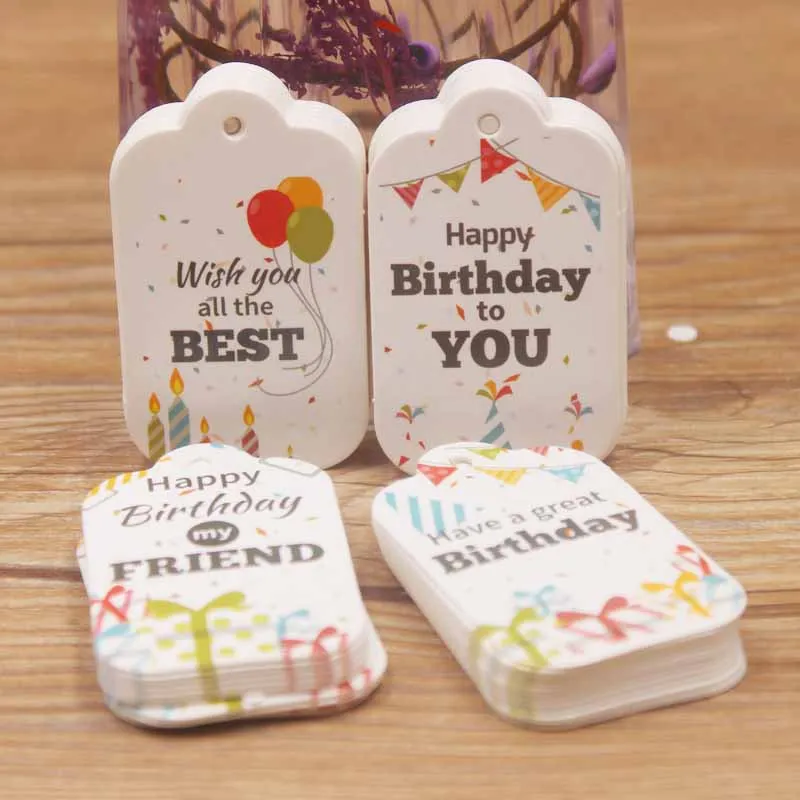 

5*3cm DIY new wish you all the best gifts hang tag white color scallop birthday gifts hang tag wedding/candy favors tag 200pcs