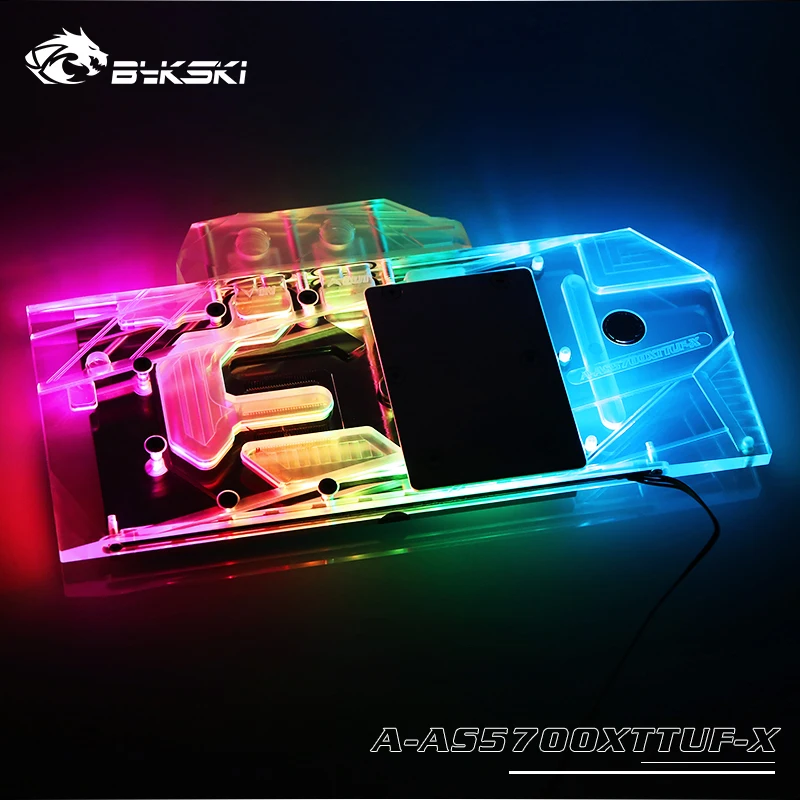 Best Price Bykski Water Block use for ASUS TUF3 RX5700XT O8G GAMING OC / Full Cover Copper Radiator Block / 3PIN 5V A-RGB / 4PIN 12V RGB