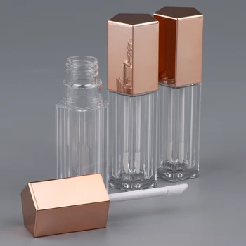

3 Pieces 10ML Empty Lip Gloss Tubes Containers, Clear Refillable Lip Balm Bottles with Rose Golden Cap